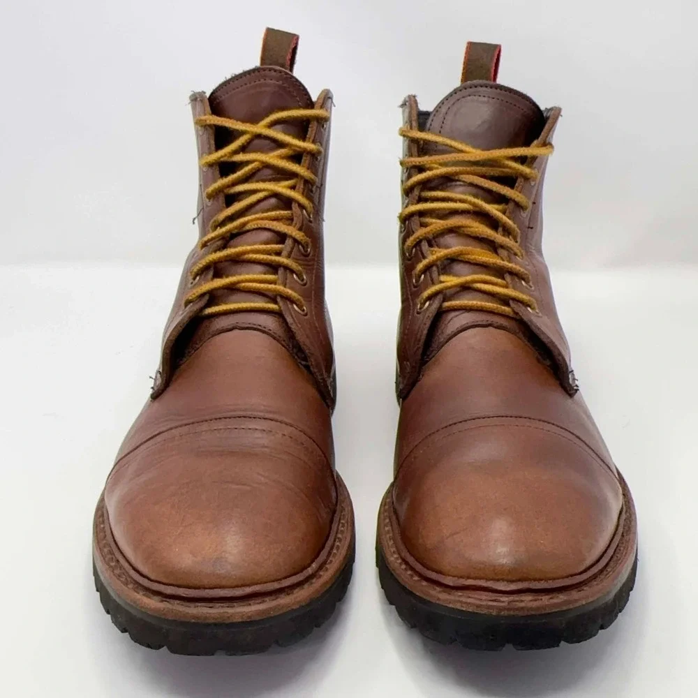 Allen Edmonds Vancouver Weatherproof Cap Toe Boots Leather Vibram Mens 8.5 Lined